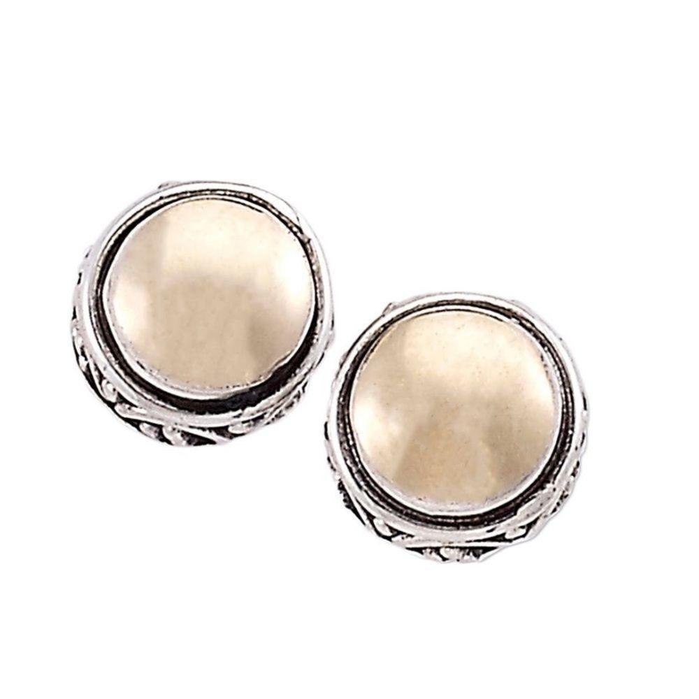 SAMUEL B.‎ Sterling Silver & 18K Yellow Gold Round Stud Earrings, GOLD, NWT